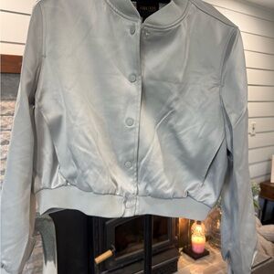 Truth Silver Satin Bomber Jacket